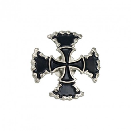 Concho biker double croix à finition nickel noire, 2,9x2,9 cm, avec vis de fixation fournie.