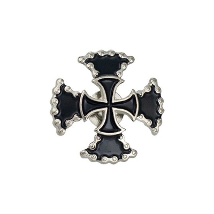 Concho biker double croix à finition nickel noire, 2,9x2,9 cm, avec vis de fixation fournie.