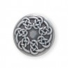 Concho celtique plaqué argent finition antique de 2,5 cm de diamètre, à motifs entrelacés, avec vis de fixation.