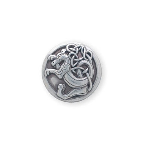 Concho dragon plaqué argent de 2,5 cm de diamètre, avec vis de fixation fournie.