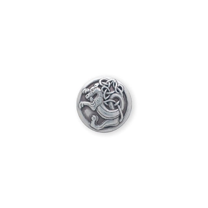 Concho dragon plaqué argent de 2,5 cm de diamètre, avec vis de fixation fournie.
