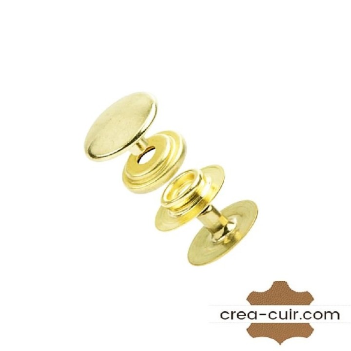 Lot de 10 boutons à pression en acier laitonné de diamètre 13 mm pour cuir.
