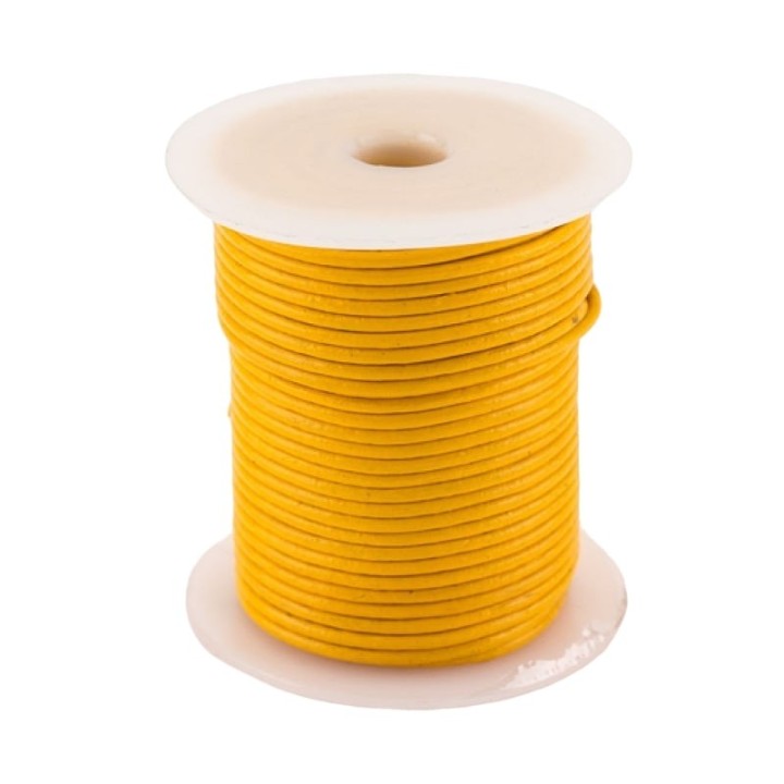 Lacet cuir buffle rond 2 mm jaune