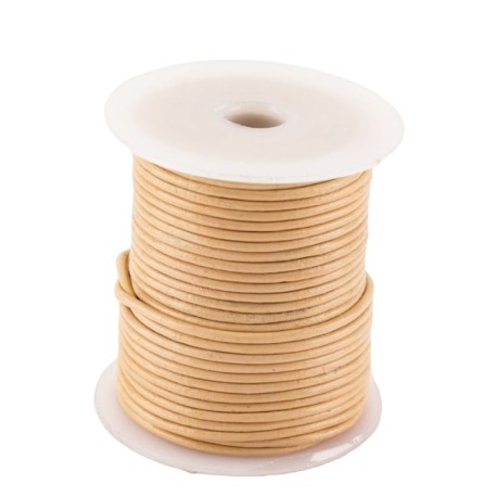 Lacet rond 2mm naturel 25 mètres