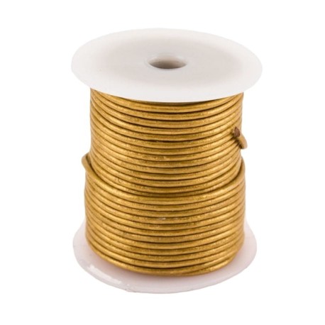 Lacet cuir buffle rond 2 mm couleur or