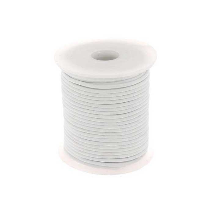 Bobine de lacet de cuir de buffle rond de diamêtre 2 mm couleur blanc