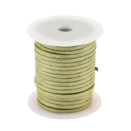 Bobine 25 mètres de lacet de cuir plat 3 mm vert