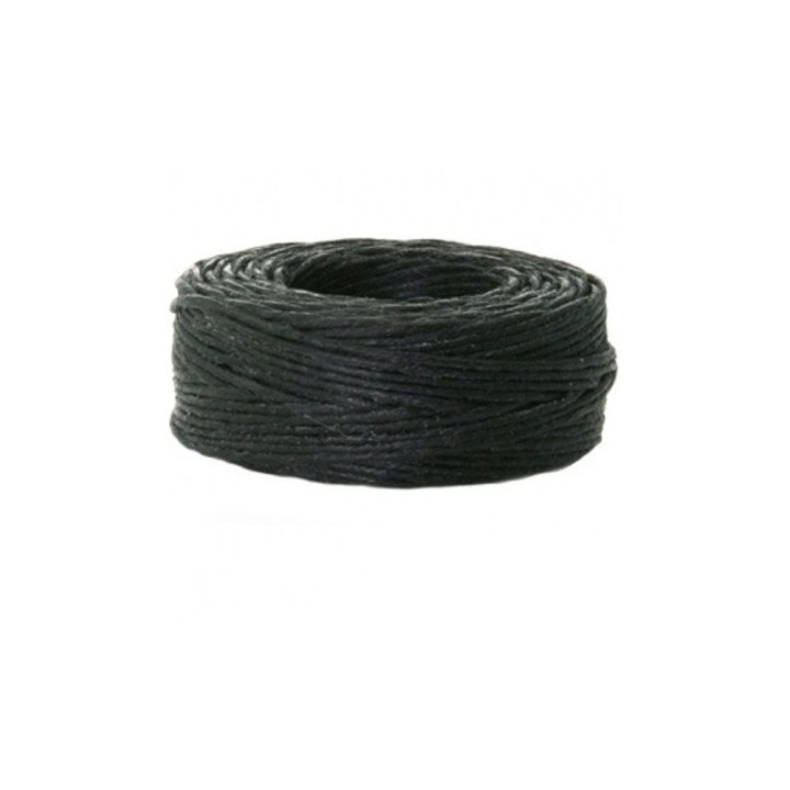 Bobine de fil de lin tressé et ciré de 25 m pour la couture manuelle du cuir, coloris noir