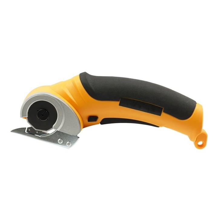Cutter rotatif électrique sans fil à batterie jaune et noir pour cuir et tissu