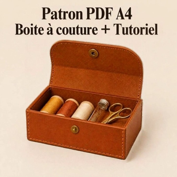 Patron PDF et tutoriel de montage d'une boite à couture en cuir