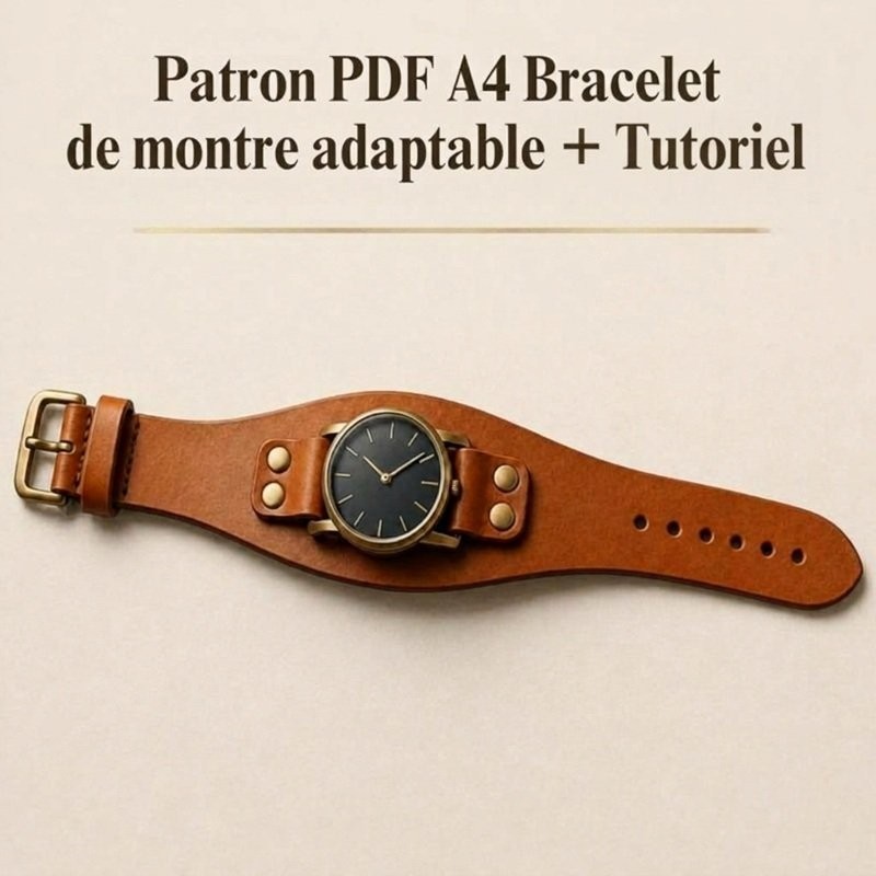 Patron et tutoriel pour un bracelet de montre en cuir