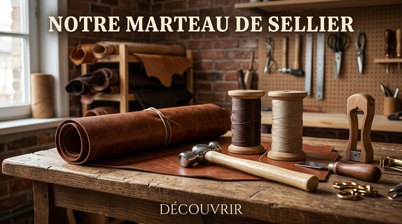 Marteau de sellier à tête polie, manche bois, pour le matage des coutures