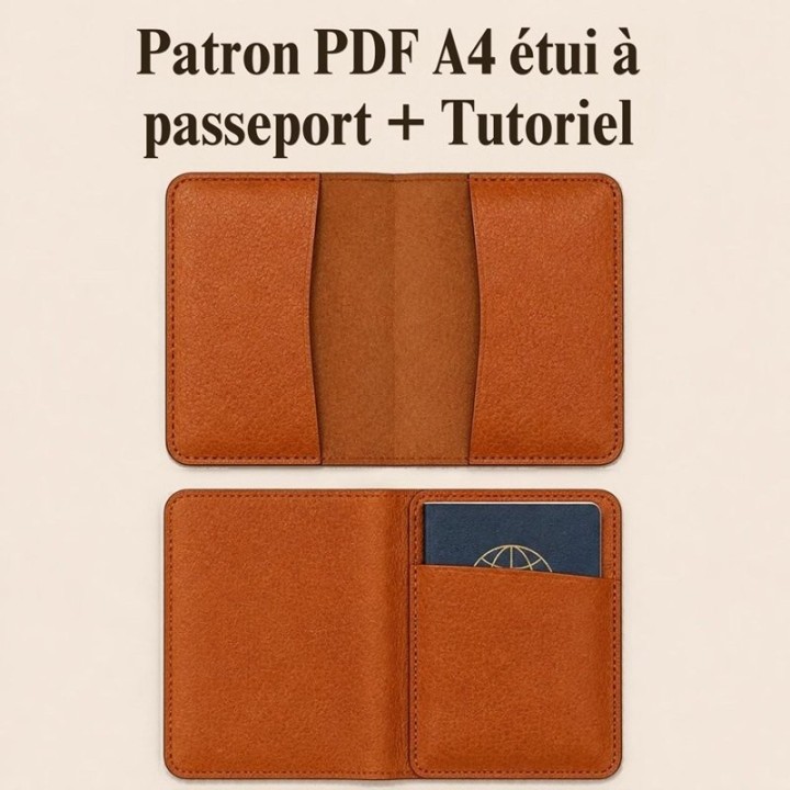 Patron PDF étui passeport en cuir + Tutoriel