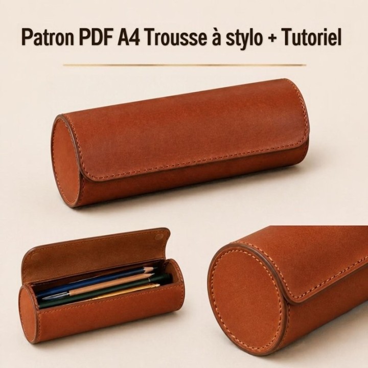 Patron PDF trousse à stylo en cuir + Tutoriel
